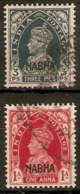 INDIA - NABHA 1938 3p, 1a SG 95, 98 FINE USED Cat £16 - Nabha