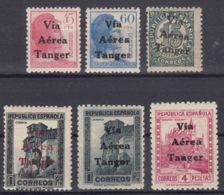 Spain Colonies, Morocco, Tanger Via Aerea 1939 Yvert#19,23,24,25,26 Mint Never Hinged, Yvert#25 A (rouge Overprint) Lh - Marocco Spagnolo