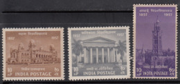 India MNH  & MH 1957, Set Of 3, Universities, Bombay, Calcutta, Madras, Education, Monument, - Unused Stamps