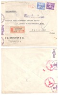 AMSTERDAM Stadthouderskade Lettre Recommandée Registred Briefe Eingeschriben Censure Geoffnet Nach Paris Ob 1942 - Storia Postale