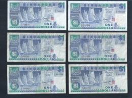 Lot Of 6 Pcs. Singapore $1 Ship Series Banknote Money  (#129) - Singapore