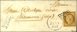 Grille / N° 1 Cursive 35 / Villedieu / De L'Indre Dateur A Sur Lettre Locale Pour Châteauroux. 1851. - TB / SUP. - R. - 1849-1850 Cérès