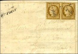 PC 2191 / N° 1 Paire Pd Cursive 24 / Mouthier / Hte Pierre Sur Devant De Lettre Avec Rabat Adressée Au Tarif De Militair - 1849-1850 Ceres