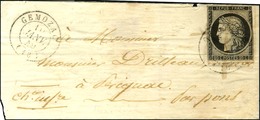 Càd T 15 GEMOZAC (16) 10 JANV. 49 / N° 3 (def) Sur Lettre Sans Texte Pour Pons. Au Verso, Càd D'arrivée 10 JANV. 49. - B - 1849-1850 Cérès