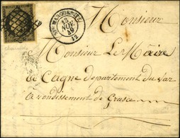 Grille / N° 3 Noir Sur Chamois, Infime Def Càd T 15 Ste MARGUERITE 12. 1849. - TB / SUP. - R. - 1849-1850 Cérès
