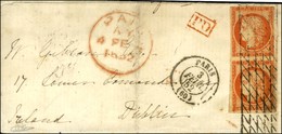 Grille Sans Fin / N° 5 Paire, 1 Ex Leg Def Càd PARIS (60) Sur Lettre Pour Dublin. 1852. - TB. - R. - 1849-1850 Ceres