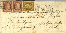 Grille Sans Fin / N° 1 (pd) + 6 Paire (1 Ex Def) Càd PARIS (60) Sur Lettre Adressée à Bord De La Frégate La Pénélope à V - 1849-1850 Ceres