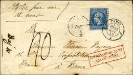 Losange F / N° 14 Filet Effleuré Càd F PARIS F Sur Lettre Insuffisamment Affranchie Pour Un Payeur De L'armée Expédition - 1853-1860 Napoléon III.