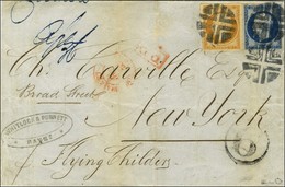 Cachet US / N° 13 + 14 Sur Lettre Avec Texte Du Havre Pour New York Acheminée Par La Voie Des Bâtiments De Commerce. 185 - 1853-1860 Napoléon III