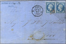 Rouleau De Pointillés / N° 14 Paire, 1 Ex Pd Càd Diabolo X PARIS X Sur Lettre Pour Oxford. 1862. - TB. - R. - 1853-1860 Napoléon III