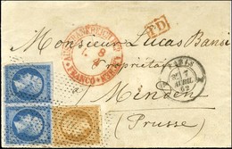 Rouleau De Pointillés / N° 13 + 14 Paire Càd Diabolo X PARIS X Sur Lettre Pour Minden (Prusse). 1862. - TB / SUP. - R. - 1853-1860 Napoléon III.