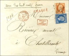 Etoile / N° 14 + 16 (les 2 Ex Pd) Càd Rouge (3) Bau CENTRAL (3) / PARIS Sur Lettre Chargée Pour Châtellerault, Au Recto  - 1853-1860 Napoléon III.