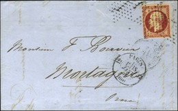 Roulette D'étoiles / N° 12 Filet à Peine Effleuré Càd 12 PARIS 12 (60) Sur Lettre 3 Ports Pour Mortagne. 1856. - TB. - 1853-1860 Napoleone III