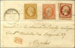 PC 3838 / N° 13 + 16 + 17 Def Càd T 22 LE PIN (12) Sur Lettre Pour Naples. 1858. - TB. - 1853-1860 Napoleon III