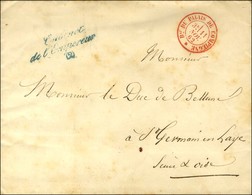 Càd Rouge Bau DU PALAIS DE COMPIEGNE / * Sur Lettre En Franchise. Au Recto, Griffe Bleue CABINET / DE L'EMPEREUR / (2).  - 1853-1860 Napoléon III