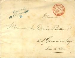 Càd Rouge Bau DU PALAIS DE COMPIEGNE / * Sur Lettre En Franchise. Au Recto, Griffe Bleue CABINET / DE L'EMPEREUR / (2).  - 1853-1860 Napoleone III