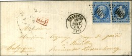 GC 908 / N° 22 Paire Tête-bêche Càd T 15 CHARTRES (27) Sur Lettre Adressée à Bouillon (province De Luxembourg), Au Verso - 1862 Napoleone III