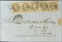 GC 2964 / N° 27 Gris-lilas Bande De 5, 1 Ex Infime Def Càd T 15 PONTARLIER (24). 1866. - TB / SUP. - R. - 1863-1870 Napoleon III With Laurels