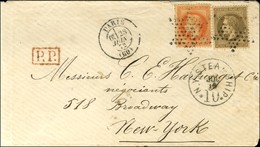 Etoile / N° 30 + 31 Càd PARIS (60) Sur Lettre Pour New York, Càd D'arrivée Au Recto. 1872. - SUP. - 1863-1870 Napoleone III Con Gli Allori