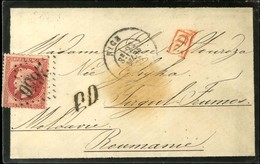 GC 2656 / N° 32 Càd T 17 NICE (87) Sur Lettre Avec Texte Adressée à Tirgul Frumos (Moldavie). Au Verso, Càd D'arrivée. 1 - 1863-1870 Napoléon III Lauré
