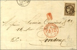 GC 549 / N° 47 Variété R Relié Au Cadre Càd T 17 BOULOGNE-S-MER (61) Sur Lettre Pour Londres. 1871. - TB. - R. - 1870 Ausgabe Bordeaux