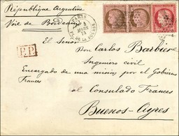 Etoile 1 / N° 54 Paire + 57 Càd PARIS / PL. DE LA BOURSE Sur Lettre Pour Le Consulat De France à Buenos Ayres. 1874. - S - 1871-1875 Ceres