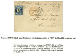 GC 611 / N° 60 Càd T 17 BREST (28) 5 MARS 76 Sur Lettre Au Tarif De Militaires Adressée à Bord Du Vaisseau L'Adonis à Fo - 1871-1875 Cérès