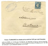 Càd PARIS / R.  BONAPARTE / N° 60 Sur Lettre Au Tarif UPU Pour L'Ile Maurice. Au Verso, Càd D'arrivée. 1882. - TB. - 1871-1875 Cérès