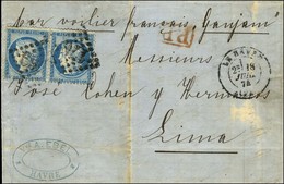 GC 1769 / N° 60 Paire Càd T 17 LE HAVRE (74) Sur Lettre Adressée Par La Voie Des Bâtiments De Commerce à Lima. Au Verso, - 1871-1875 Cérès