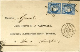 Etoile 1 Cassée (Pothion N° 3658) / N° 60 Type III Paire Càd PARIS / PL. DE LA BOURSE Sur Lettre Pour Dreux. 1876. - SUP - 1871-1875 Cérès