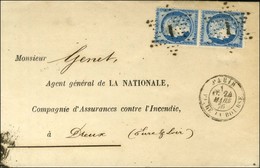 Etoile 1 Cassée (Pothion N° 3658) / N° 60 Type III Paire Càd PARIS / PL. DE LA BOURSE Sur Lettre Pour Dreux. 1876. - SUP - 1871-1875 Ceres