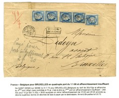 GC 3568 / N° 60 (5) Càd T 17 ST DENIS-S-SEINE (60) Sur Lettre Insuffisamment Affranchie Au 4ème échelon (40g) Pour Bruxe - 1871-1875 Ceres