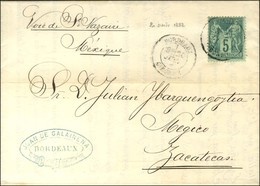 Càd T 18 BORDEAUX / GIRONDE / N° 75 Sur Imprimé Complet Pour Zacatecas (Mexique). 1882. - TB / SUP. - 1876-1878 Sage (Type I)