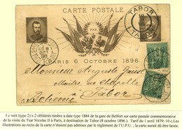 Càd GARE DE BELFORT / N° 75 (2) (1 Ex Def) Sur Carte Postale Commémorative De La Visite Du Tsar Nicolas II à Paris à Des - 1876-1878 Sage (Type I)