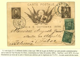 Càd GARE DE BELFORT / N° 75 (2) (1 Ex Def) Sur Carte Postale Commémorative De La Visite Du Tsar Nicolas II à Paris à Des - 1876-1878 Sage (Tipo I)