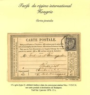 CONV. STAT. NICE / VINT-N / N° 77 Sur CP Pour Budapest. - TB. - 1876-1878 Sage (Type I)