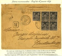 Càd ROUVRES EN XAINTOIS / VOSGES / N° 103 Bloc De 4 + 1 Ex Sur Lettre Recommandée Pour Constantinople. 1899. - TB. - 1876-1878 Sage (Typ I)