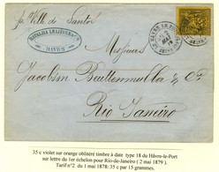 Càd LE HAVRE / LE PORT / N° 93 Sur Lettre Pour Rio De Janeiro. 1879. - TB / SUP. - 1876-1878 Sage (Tipo I)