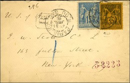 Càd PARIS / R. DU BAC / N° 90 + 93 Sur Lettre Recommandée Pour New York. 1891. - TB / SUP. - R. - 1876-1878 Sage (Typ I)