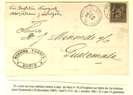 Càd PARIS 4 / R. D'ENGHIEN / N° 97 Sur Lettre Pour Le Guatemala. 1889. - TB / SUP. - 1876-1878 Sage (Typ I)