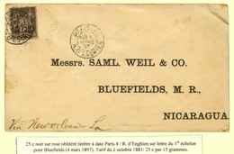 Càd PARIS 4 / R. D'ENGHIEN / N° 97 Sur Lettre Pour Bluefields (Nicaragua). 1897. - TB / SUP. - R. - 1876-1878 Sage (Typ I)