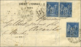Càd D'essai PARIS / PLACE DE LA BOURSE Type 2 / N° 90 (3) Sur Lettre 3 Ports Pour Avranches. 1880. - TB. - 1876-1878 Sage (Typ I)