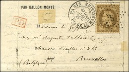 Etoile 3 / N° 30 Càd PARIS / PL. DE LA MADELEINE 6 OCT. 70 Sur Lettre PAR BALLON MONTE Pour Bruxelles, Au Verso Càd D'ar - Krieg 1870