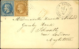 Etoile 35 / N° 28 + 29 Càd PARIS / MINISTERE DES FINANCES 1 OCT. 70 Sur Carte Pour Isleworth (Angleterre), Au Verso Càd  - Guerre De 1870