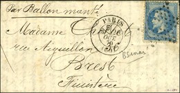 Etoile évidée / N° 29 (variété Fausse Aux Abeilles) Càd PARIS (60) 20 OCT. 70 Sur Lettre Pour Brest. Au Verso, Càd D'arr - Guerra De 1870