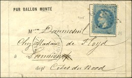 Etoile / N° 29 Càd PARIS (60) 26 OCT. 70 Sur Lettre PAR BALLON MONTE Pour Lannion. Au Verso, Càd D'arrivée 2 NOV. 70. LE - Guerre De 1870