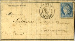 Etoile 24 / N° 37 Càd PARIS / R. DE CLERY 1 NOV. 70 Sur Gazette Des Absents N° 3 Pour Bayonne, Au Verso Càd D'arrivée 4  - Krieg 1870