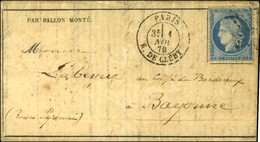 Etoile 24 / N° 37 Càd PARIS / R. DE CLERY 1 NOV. 70 Sur Gazette Des Absents N° 3 Pour Bayonne, Au Verso Càd D'arrivée 4  - Guerre De 1870