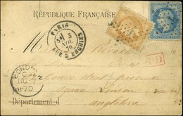 Etoile 4 / N° 28 + 29 Càd PARIS / RUE D'ENGHIEN 3 NOV. 70 Sur Carte REPUBLIQUE FRANCAISE , Au Recto CORRESPONDANCE AERIE - Guerre De 1870