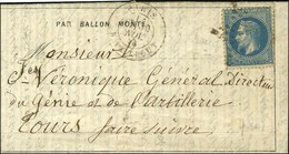 Etoile 22 / N° 29 Càd PARIS / R. TAITBOUT 30 NOV. 70 Sur Dépêche Ballon N° 10 Adressée Au Général Véronique à Tours, Au  - War 1870